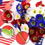 24 Pcs Veterans Day Artificial Poppies Flowers Patriotic Red Blue White Fake Poppy Flower Poppy Floral Arrangement For 4Th Of July Memorial Day Party Indoor Table Centerpiece Decor