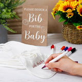 43 Pcs Baby Shower Games White Bibs Design, Include Wooden Baby Shower Game Sign, 30 Diy Blank White Bibs, 12 Markers For Gender Reveal Party Decorating Supplies(Classic Style)