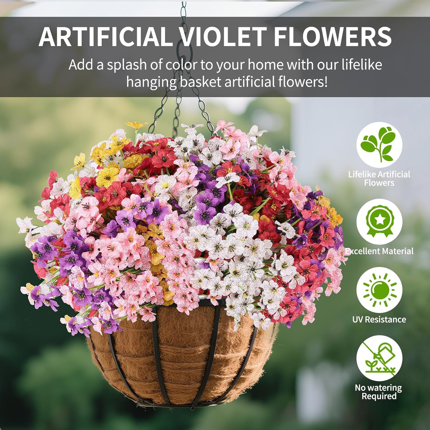 22 Bundles Artificial Flowers Outdoor, Faux Silk Flowers For Outdoors Outside Front Porch Hanging Planter Window Box Garden Decoration(Multi-Colour)