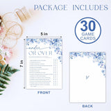 Under Or Over Bridal Shower Game - Blue Floral - 30 Pcs Double-Sided Fill-In Wedding Game Cards For Newlyweds, Engagement Party Activities & Decorations -A04