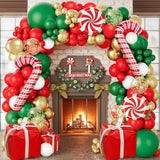 Christmas Balloon Garland Arch Kit,Xmas Holiday Balloons Red Green White Gold Confetti Balloons With Candy Cane Box Foil Balloon For Christmas Party Birthday Xmas Party Decorations