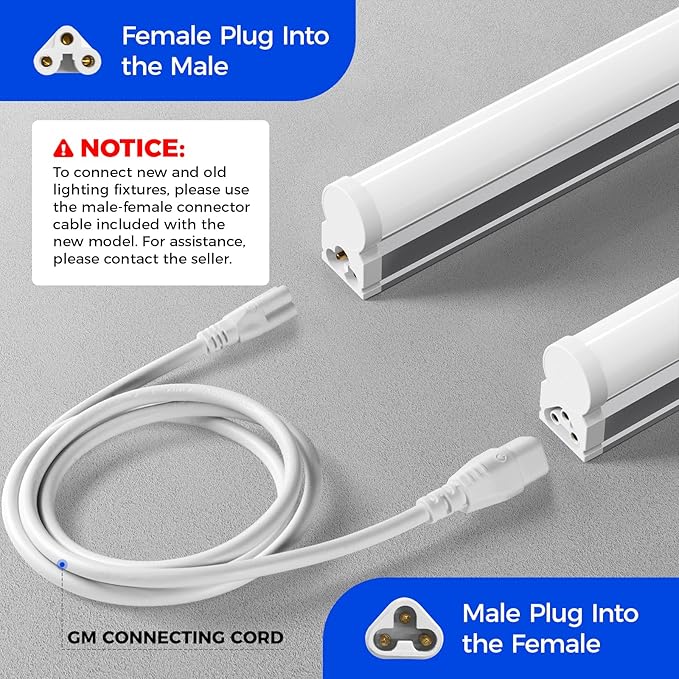 12 Pack 4FT LED T5 Shop Lights 20W 2200LM 6500K Ceiling Under Cabinet Utility Lights with Switch