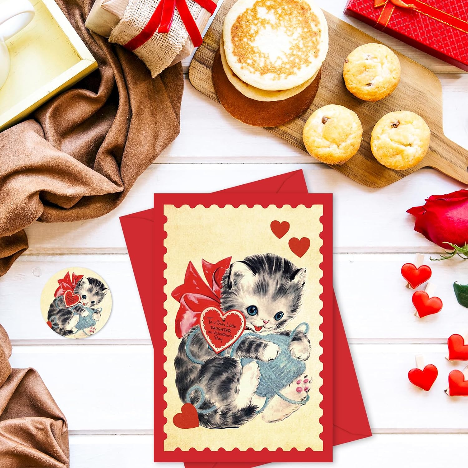 36 Pack Valentine'S Day Cards Vintage Heart Cat Greeting Cards With Envelopes & Stickers Blank Note Cards For Wedding Anniversary Party Supplies, 4 X 6 Inch