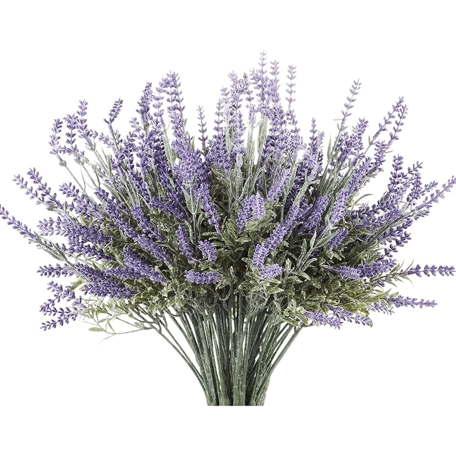 Lavender Artificial Flower Stems - Uv-Protected Outdoor Artificial Plants - Plastic Flowers For Outdoors - Floral Picks For Weddings & Centerpieces - 4 Pack, 14.5"-16.5"