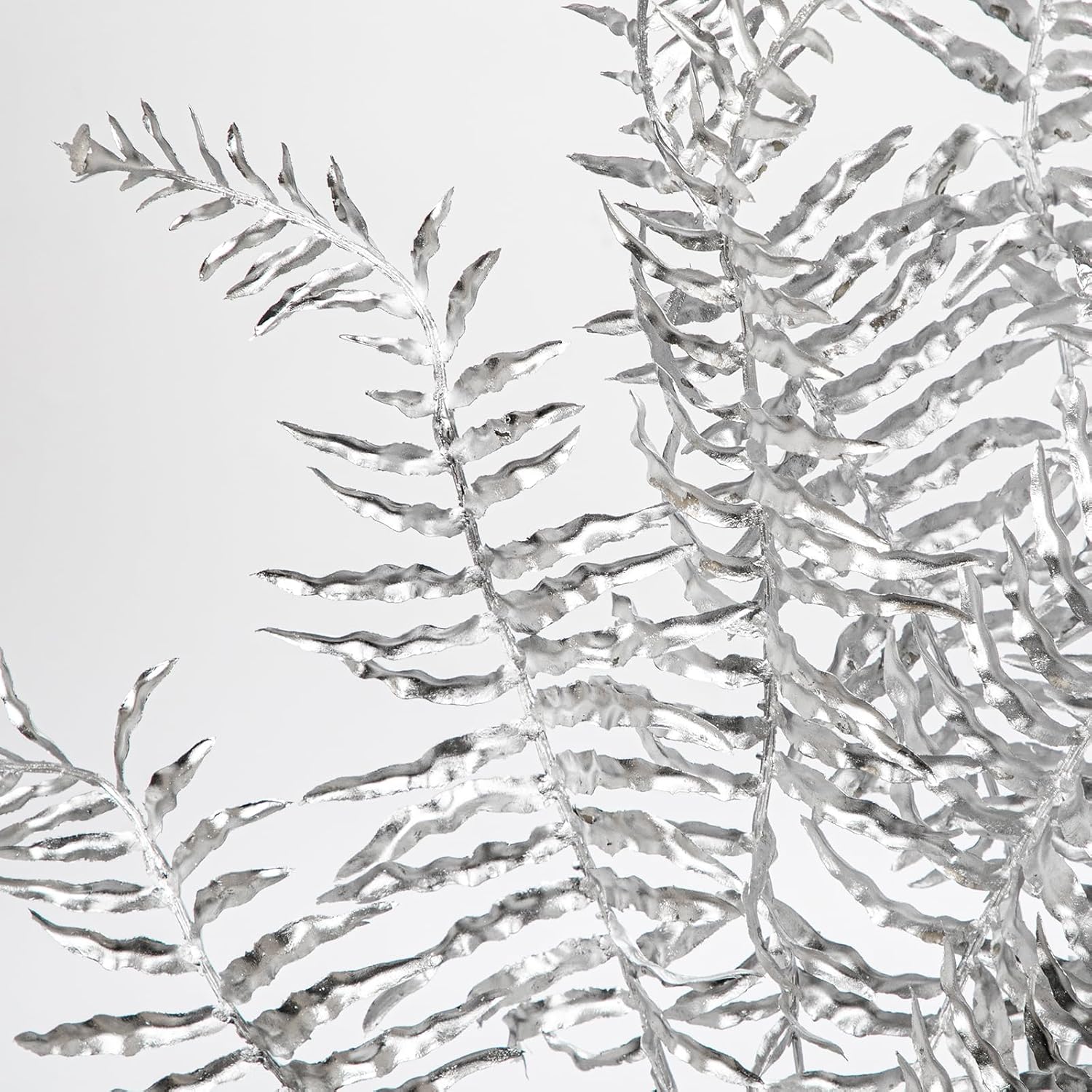 30” Artificial Silver Ferns Leaves Stems Christmas Long Branch 3Pcs Fake Leave Flower Tall For Christmas Tree Diy Xmas Wreath Garland Arrangment Vase