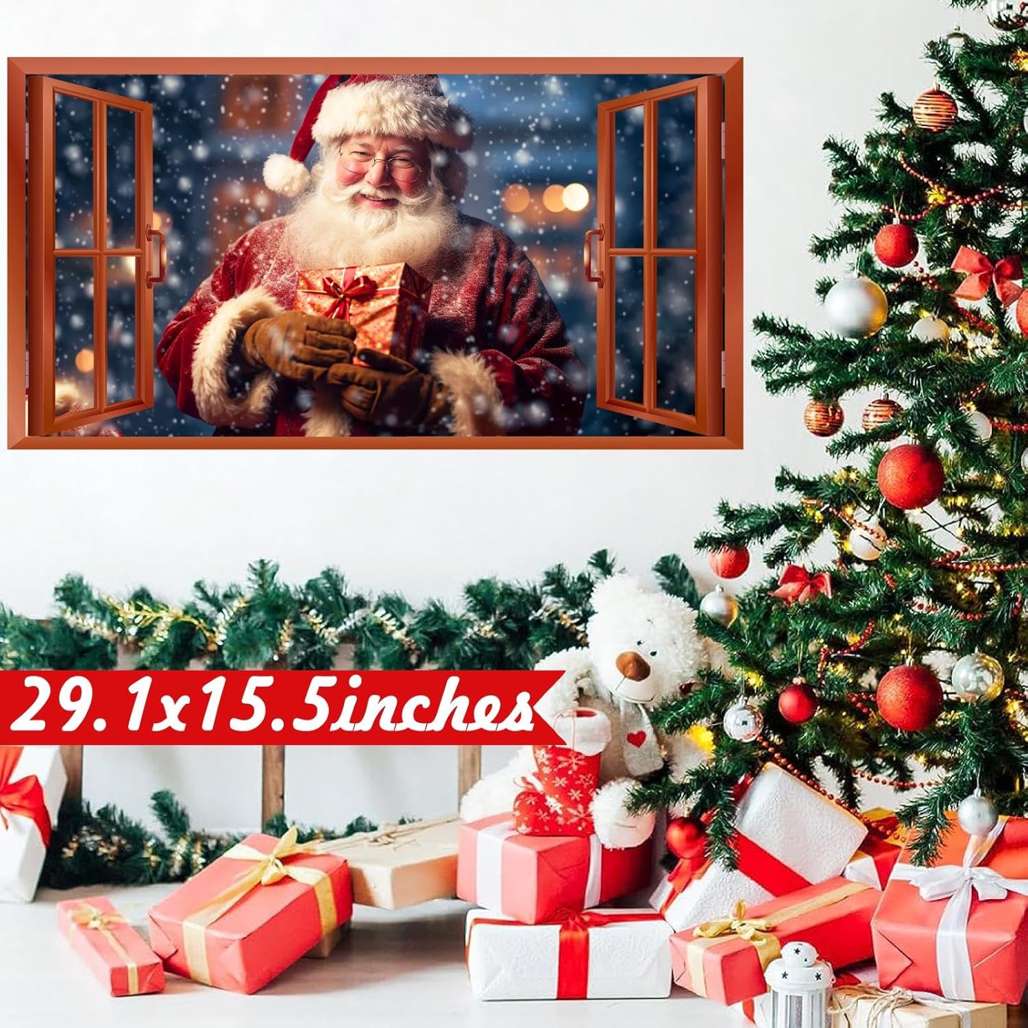 Christmas Wall Decals Santa Claus Stickers For Christmas Wall Decorations Indoor Xmas Fake Window Walls Decal Peel And Stick Merry Xmas Art Murals Vinyl Sticker For Winter Holiday Party Supplies