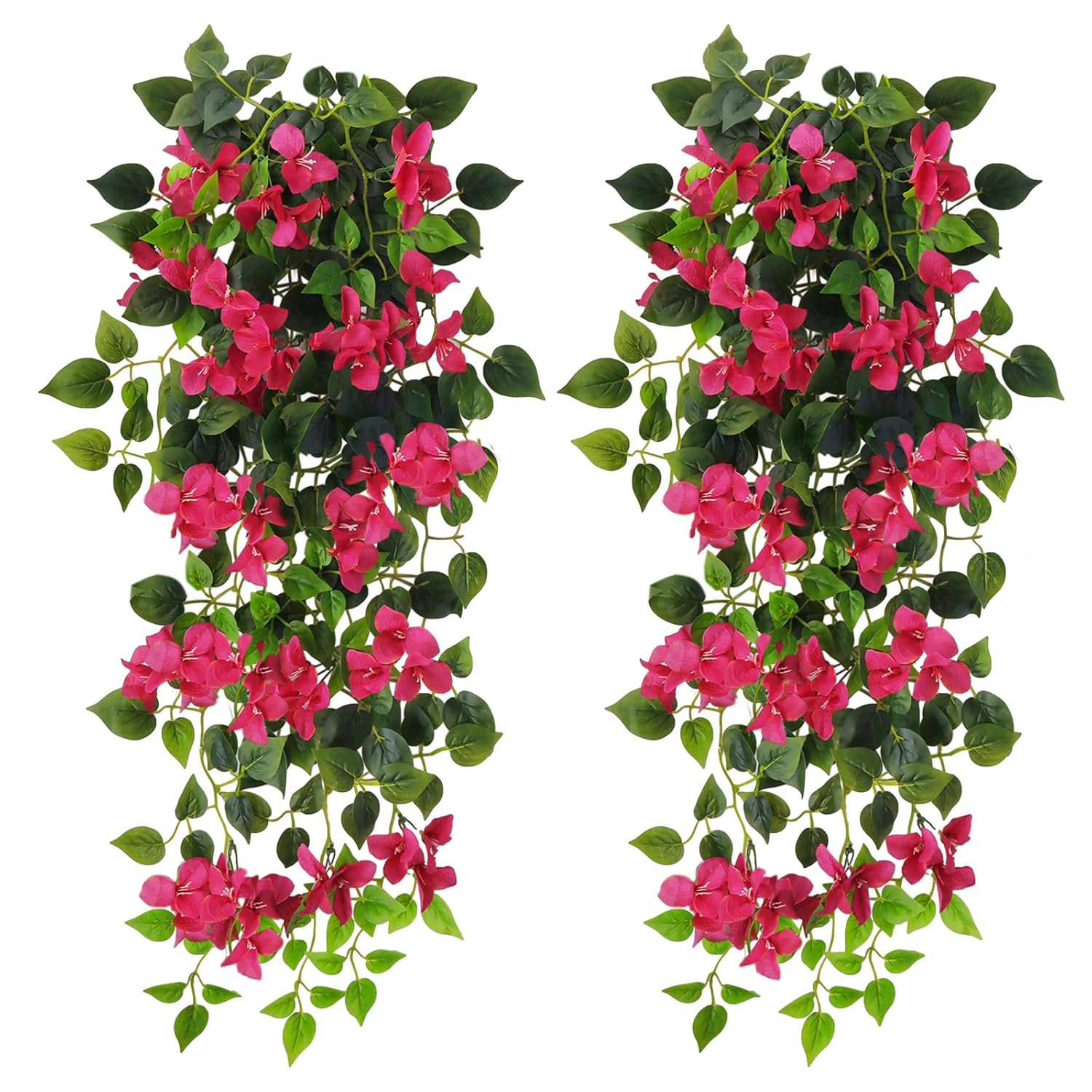 Fake Hanging Flowers Plants Bougainvillea Artificial,Uv Resistant Faux Silk Flower Fabric Vine For Indoor Outdoor Garden Porch Eave Fence Wedding Wall Spring Summer Decor