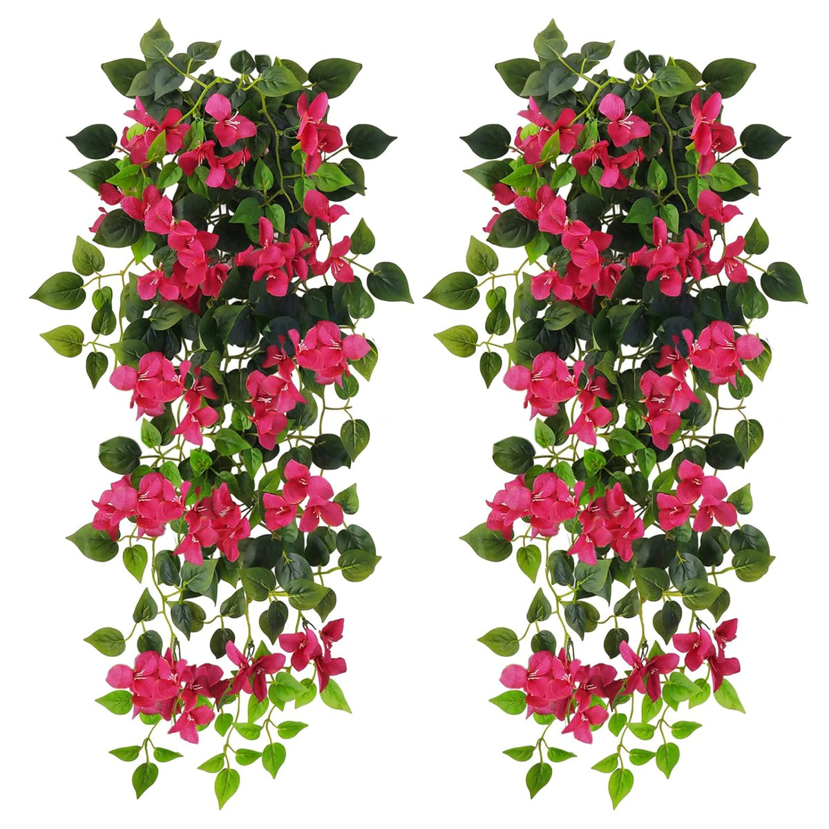 Fake Hanging Flowers Plants Bougainvillea Artificial,Uv Resistant Faux Silk Flower Fabric Vine For Indoor Outdoor Garden Porch Eave Fence Wedding Wall Spring Summer Decor