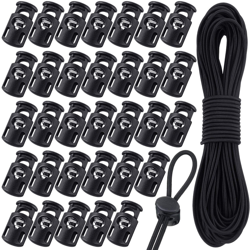 50 Pieces Cord Locks Spring Toggles Stoppers Plastic Single Hole End Stopper S