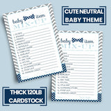 Bow Tie Baby Shower Word Scramble Game - 25 Pack - Fun Baby Boy Shower Games - Little Man Party Designs - Unique Icebreaker & Decor Ideas