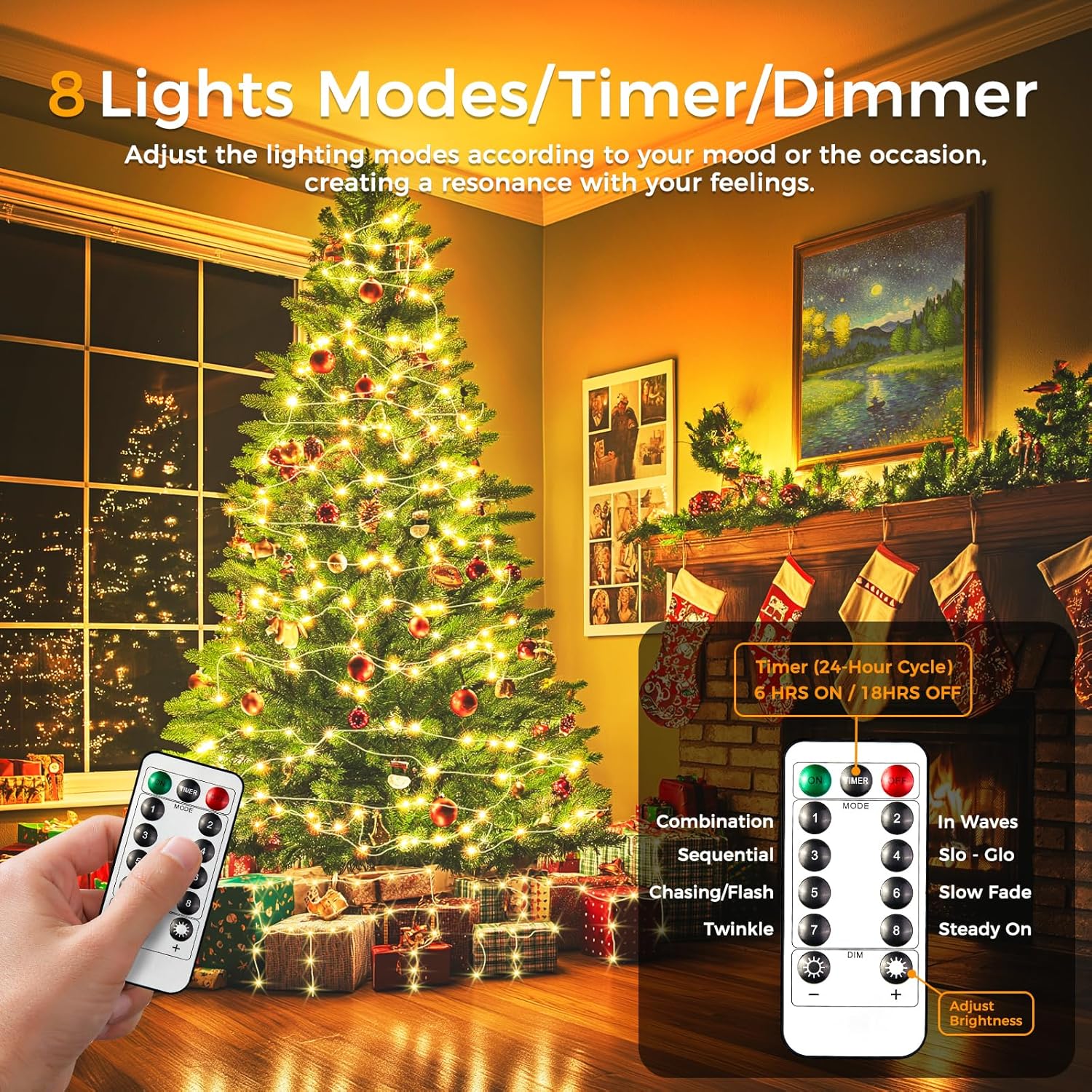 Fairy Lights Battery Operated, 33Ft 100 Led Twinkle Lights With Remote And Timer, 8 Modes Waterproof Lighting For Diy Be