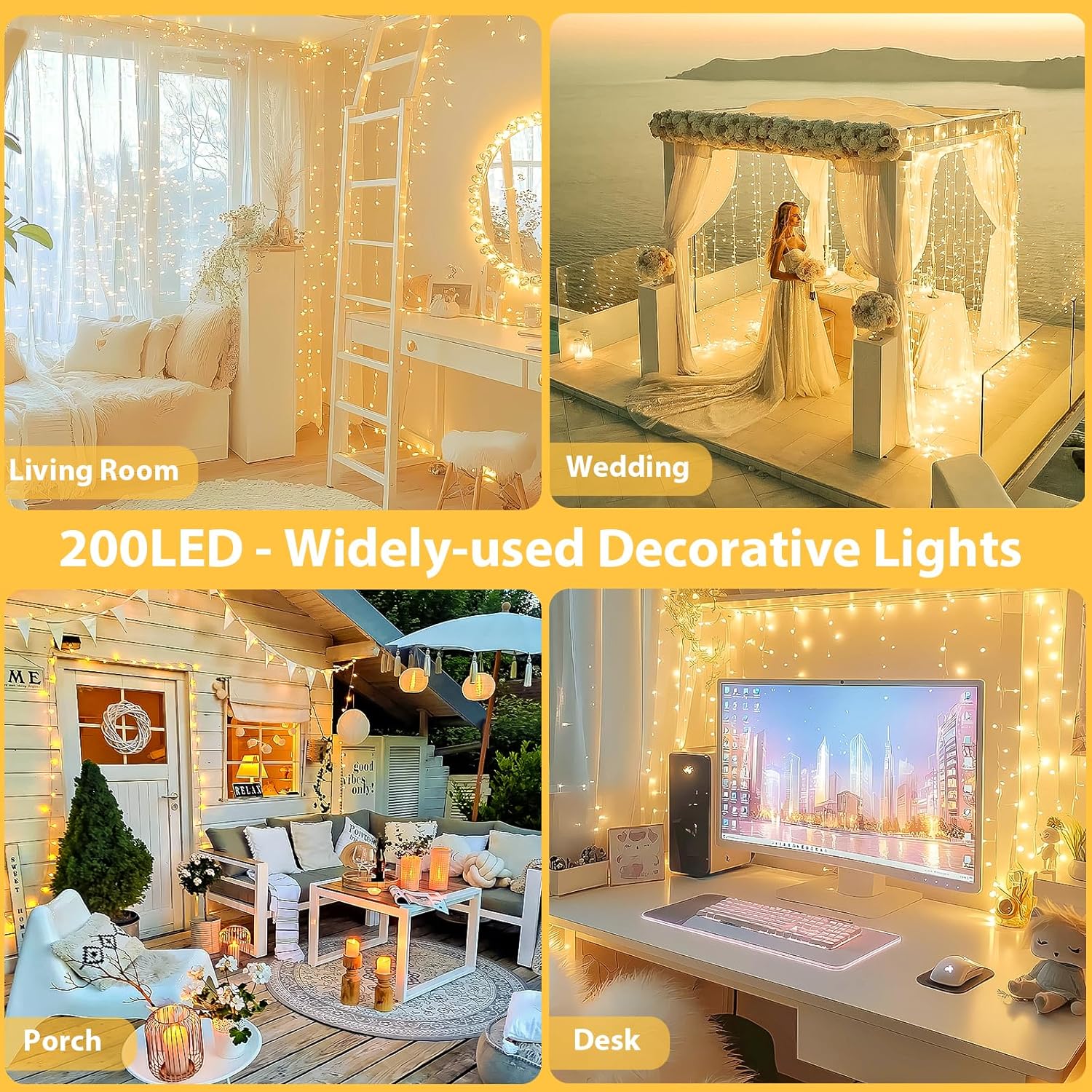 66FT 200 LED Connectable String Lights Warm White Plug In Fairy Lights with Timer 13 Lighting Modes Waterproof Clear Wire for Indoor Outdoor Christmas Tree Bedroom Decor
