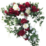 Wedding Arch Flowers,3Pcs Set White Rose Decorative Floral Swags, Artificial Greenery Eucalyptus Leaves Flower For Sheer Drapes, Wedding Chair, Arbor, Wedding Ceremony And Reception Arrangement