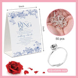Put A Ring On It Game (50 Rings With One Sign), Don'T Say Wedding Or Bride, Fun Bridal Shower Game, Blue Floral
