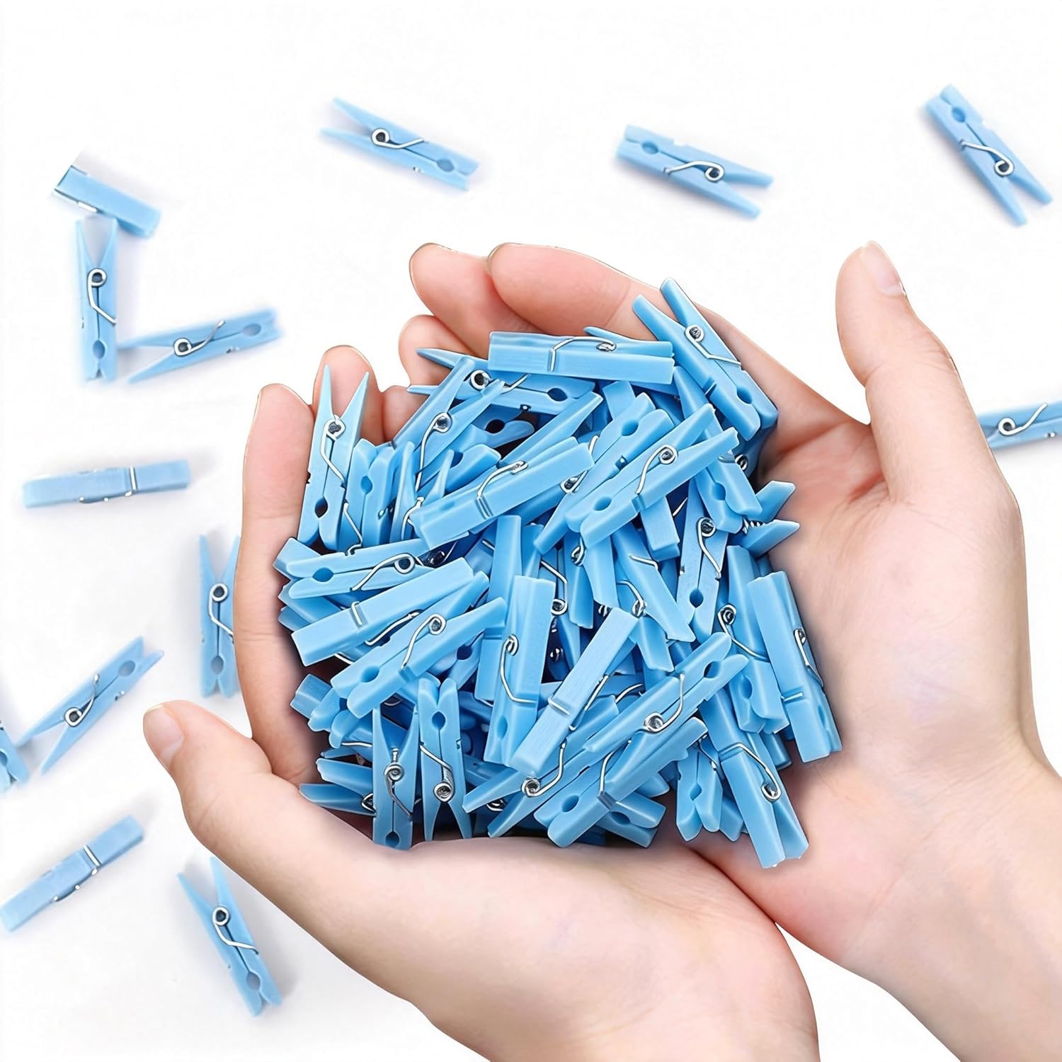120 Pcs Baby Shower Games Funny Activities - Mini Clothes Pins, Ice Breakers For Boy Or Girl, Don'T Say Baby (Blue)