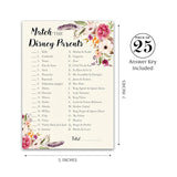 Boho Baby Shower Games Cartoon Parent Match — Pack Of 25 — Girl Bohemian Pink Floral, Match Famous Parents Fun Baby Shower Activity, Star Kids Match Game G400-Dpm