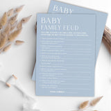 Baby Family Feud Game Kits For Baby Shower - Minimalism Sky Blue - 30 Fill In The Blank Game Cards With 1 Answer Card Each Set, Gender Reveal, Gender Neutral?Party Favor & Decor - B05