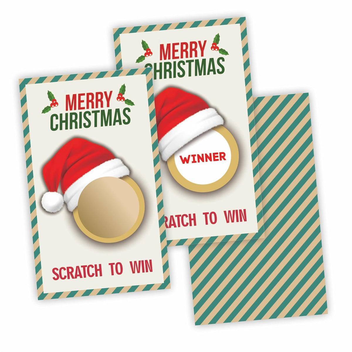 Merry Christmas Scratch Off Cards With Stickers - Santa Hat Scratch To Win Game Cards - 40Pcs Lottery Game Cards For Group Kids & Adult Prizes Activity - A08