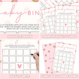 Baby Shower Games For Girl, Strawberry Baby Bingo Card, 25 Hilarious Double-Sided Games For Gender Reveal Party Decorations Supplies Announcement
