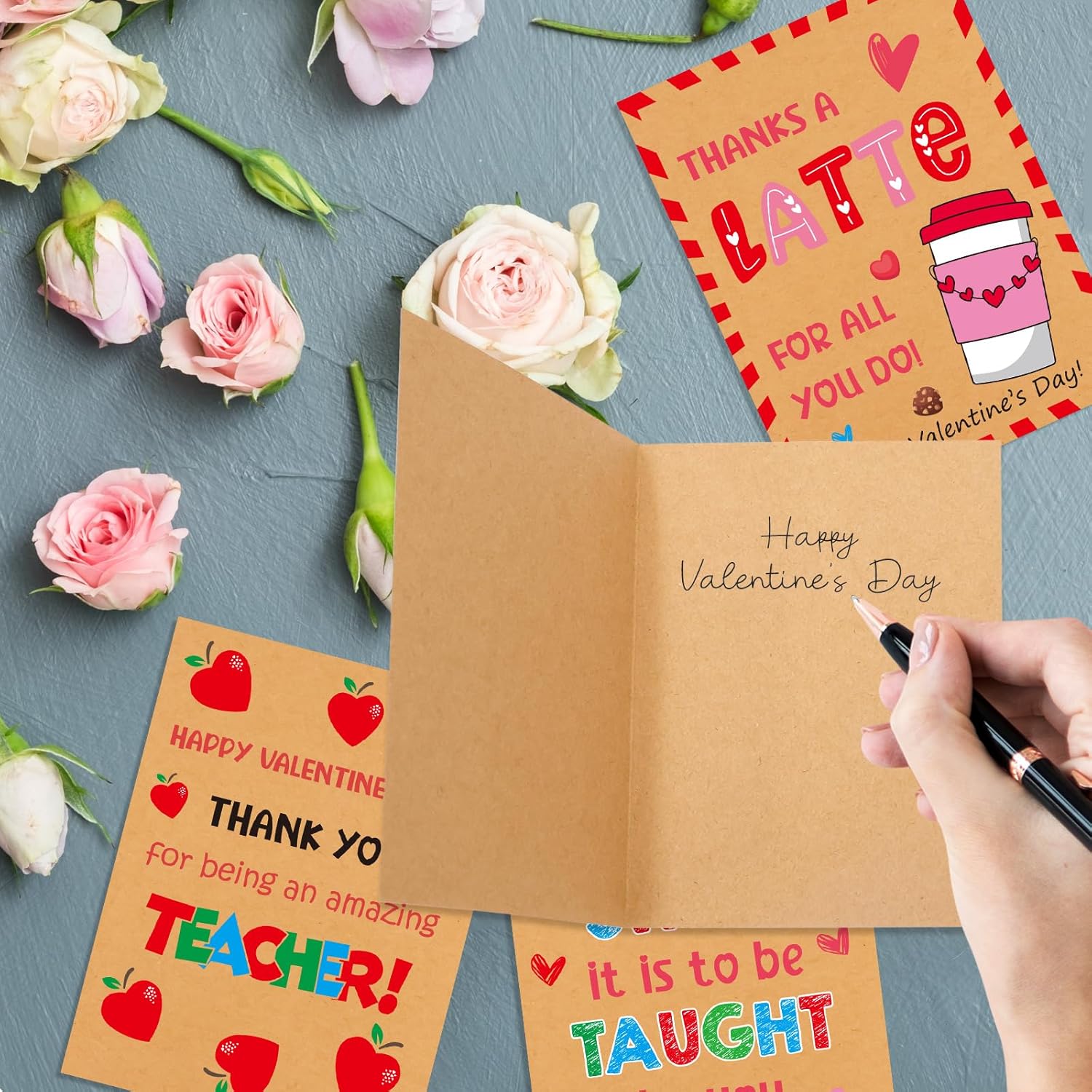 Valentines Day Cards For Teachers 24 Pcs Kraft Teacher Valentine Cards With Envelopes Valentine’S Day Thank You Cards Teacher Appreciation Gifts