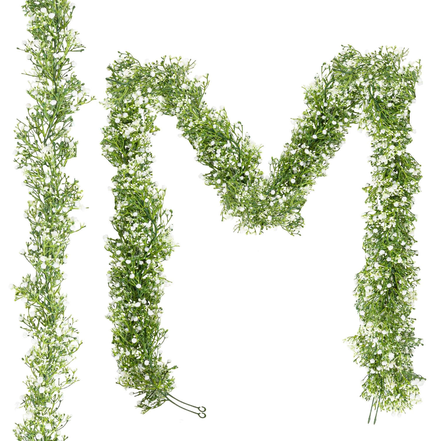 Artificial Flower,5.9 Ft-2 Pcs Real Touch Faux Hanging Baby Breath Garland,Fake Babys Breath Gypsophila For Wedding Arch Flowers, New Year Decor, Baby Shower, And Home Decor(White)