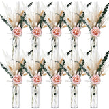 10 Set Dried Pampas Grass Centerpiece For Wedding Baby Shower Party 10 Glass Flower Jars 10 Artificial Roses 80 Dried Pampas Grass With Rope For Rustic Bridal Farmhouse Decoration(Pink)
