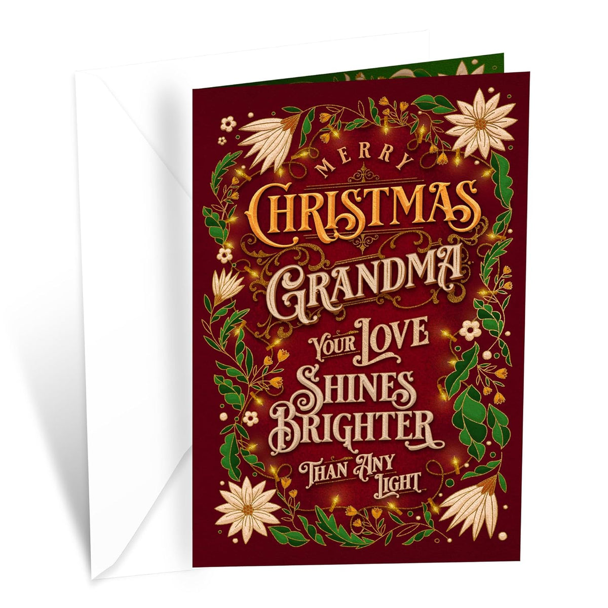 Grandma Christmas Card, Made In America, Thick Card Stock With Premium Envelope Packaged In A Reusable Presentation Mailer, Eco-Friendly, 5In X 7.75In