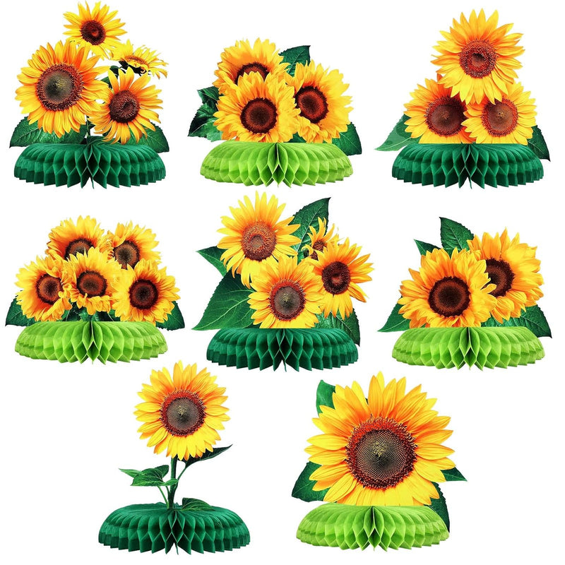 8 Pieces Sunflower Party Honeycomb Centerpieces Table Decorations Sunf