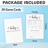 Baby Predictions & Advice Game Cards - White Minimalism Games, Advice For New Parents, Gender Reveal Party, Shower Supplies & Decorations, Set Of 30 -A02
