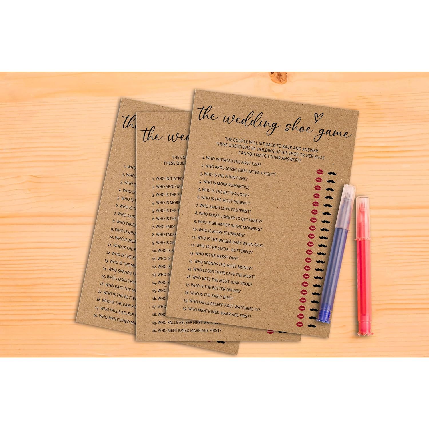Rustic Kraft Wedding Games - Minimalist Bridal Shower & Engagement Party Decorations, 5" X 7" Double-Sided Cards (25 Pack) - A07