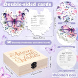 50 Pcs Double Side Butterfly Baby Predictions Advice Cards For New Parents Butterfly Floral Baby Shower Decorations With Wooden Keepsake Box Baby Shower Games Cards For Baby Wishes