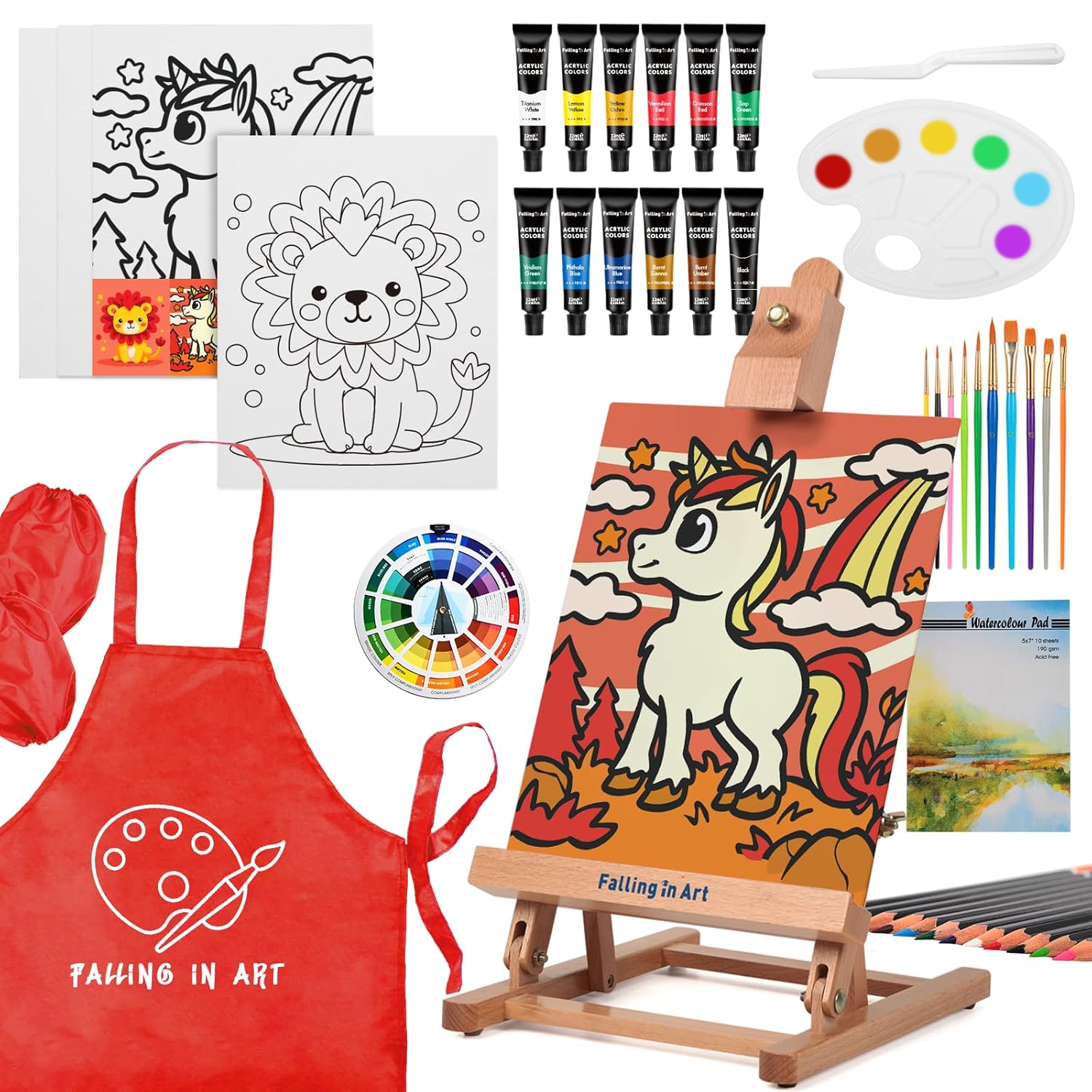 52Pcs Acrylic Paint Set With Table Easel, Art Painting Kit With Acrylic Paints, Canvas Panels, Paintbrushes, Canvas Supplies Kit For Kids, Adults, Beginners, And Artists, Red