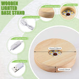 4 Pcs Led Display Base Wooden Led Base Wood Light Display For Crystal Lighted Stand For Glass 3D Glass Resin Art(Round)