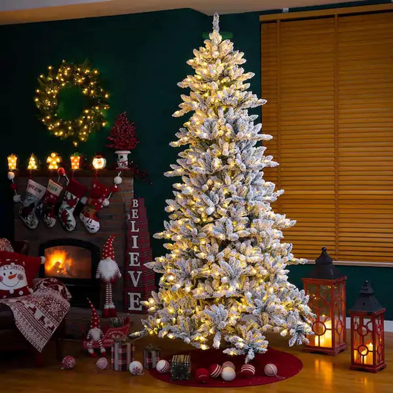 Christmas Tree Lights, 448 Led Waterfall Tree Topper Lights With Remote & 8 Lighting Modes, 8.2Ft X 16 Lines Christmas Light For Indoor Outdoor Yard Party Xmas Decoration (Warm White)