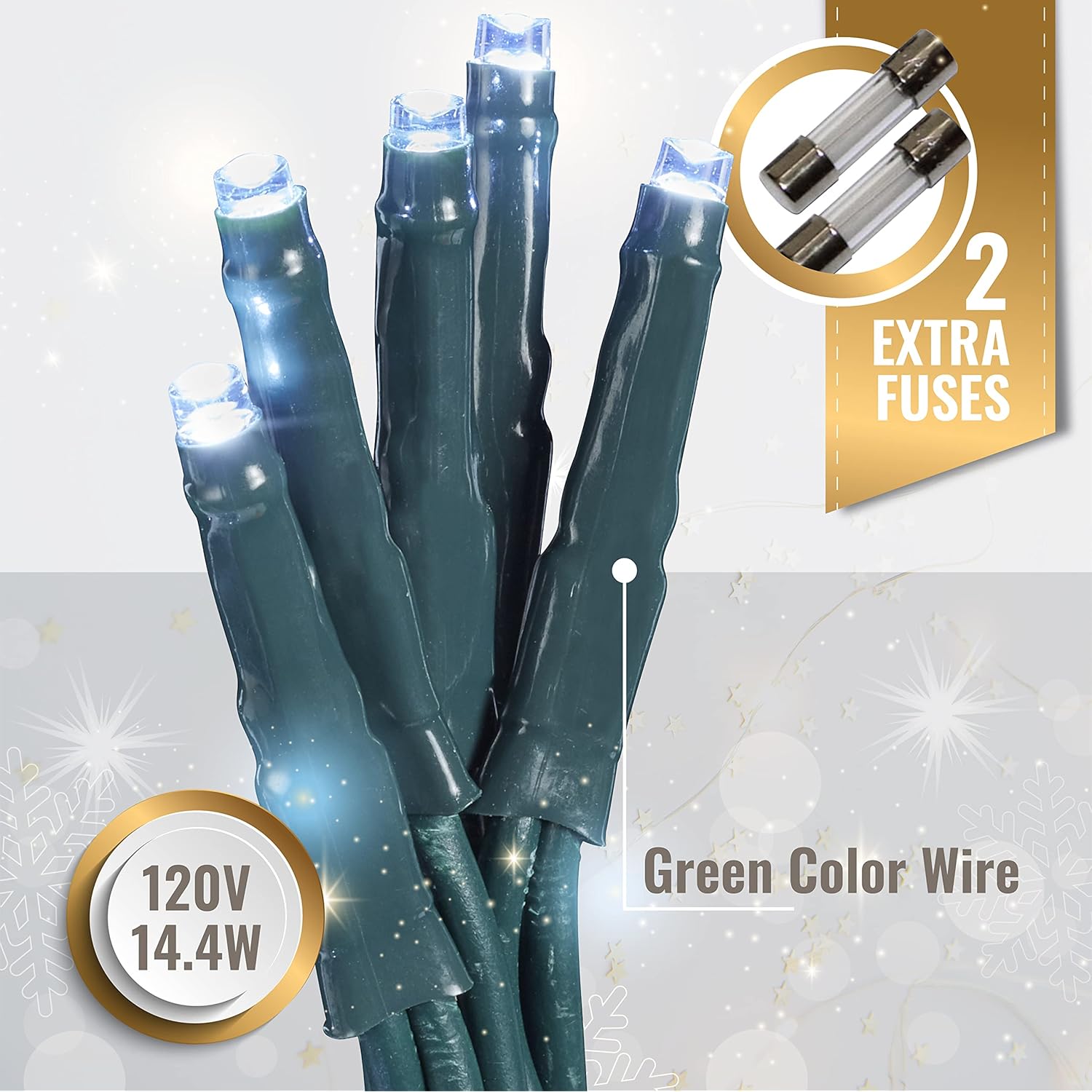 200 Led Christmas Lights Indoor Outdoor, 34.1Ft Mini Pure White Christmas Lights On Green Wire For Xmas Décor