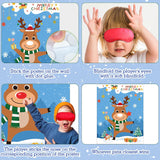 Fun Christmas Games: Pin The Nose On The Reindeer Set With 36 Noses Stickers And 2 Blindfolds - Perfect Holiday Activity For Adults And Family Party - Reusable Christmas Party Games For Adults