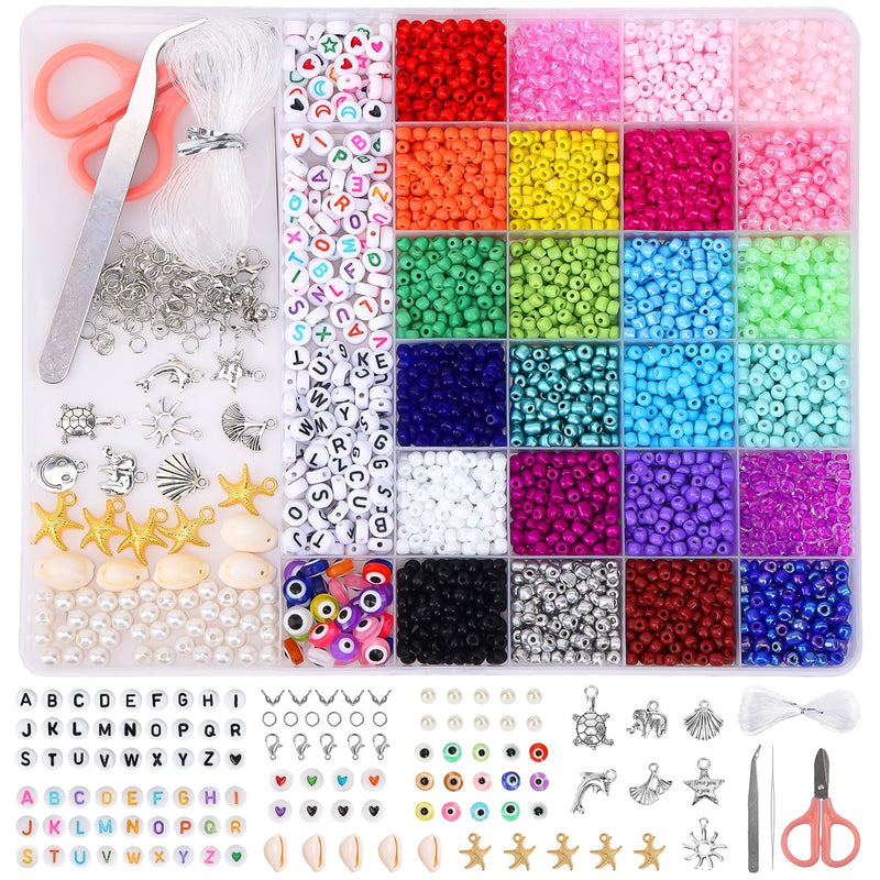 3460Pcs 4Mm Glass Seed Beads For Jewelry Making Kit Bracelets Making K