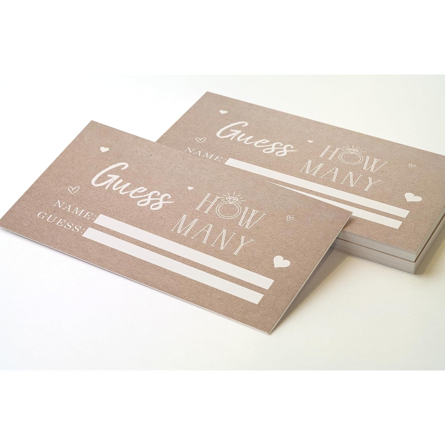 Guess How Many Kisses Game For Bridal Shower – Kraft Rustic Bridal Shower Game For The Bride – Includes 1 Self-Standing 5X7 Sign And 50 Guessing Cards – Wedding Shower Party Game For Guests