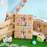 Kraft Cow Birthday Wrapping Paper Roll - Mini Roll - 17 Inch X 16.5 Feet - Cow Wrapping Paper With Cakes And Happy Birthday Moo Design Perfect For Girls Boy Kids, Baby Shower