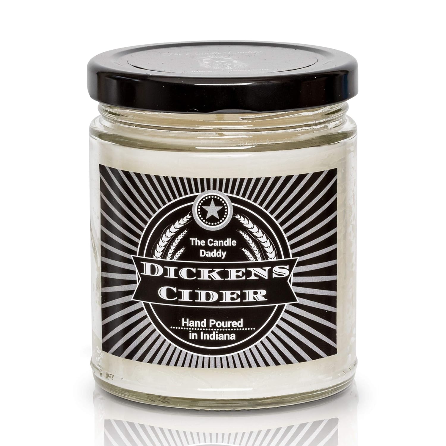 Dickens Cider- Funny Apple Bourbon Cider Scented Jar Candle Fall- 6 Ounce- 40 Hour Burn