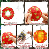 10 Pcs Christmas Paper Lanterns Red And Green Led Paper Lantern String 8.2 Ft Christmas Hanging Ornament For Xmas Tree D