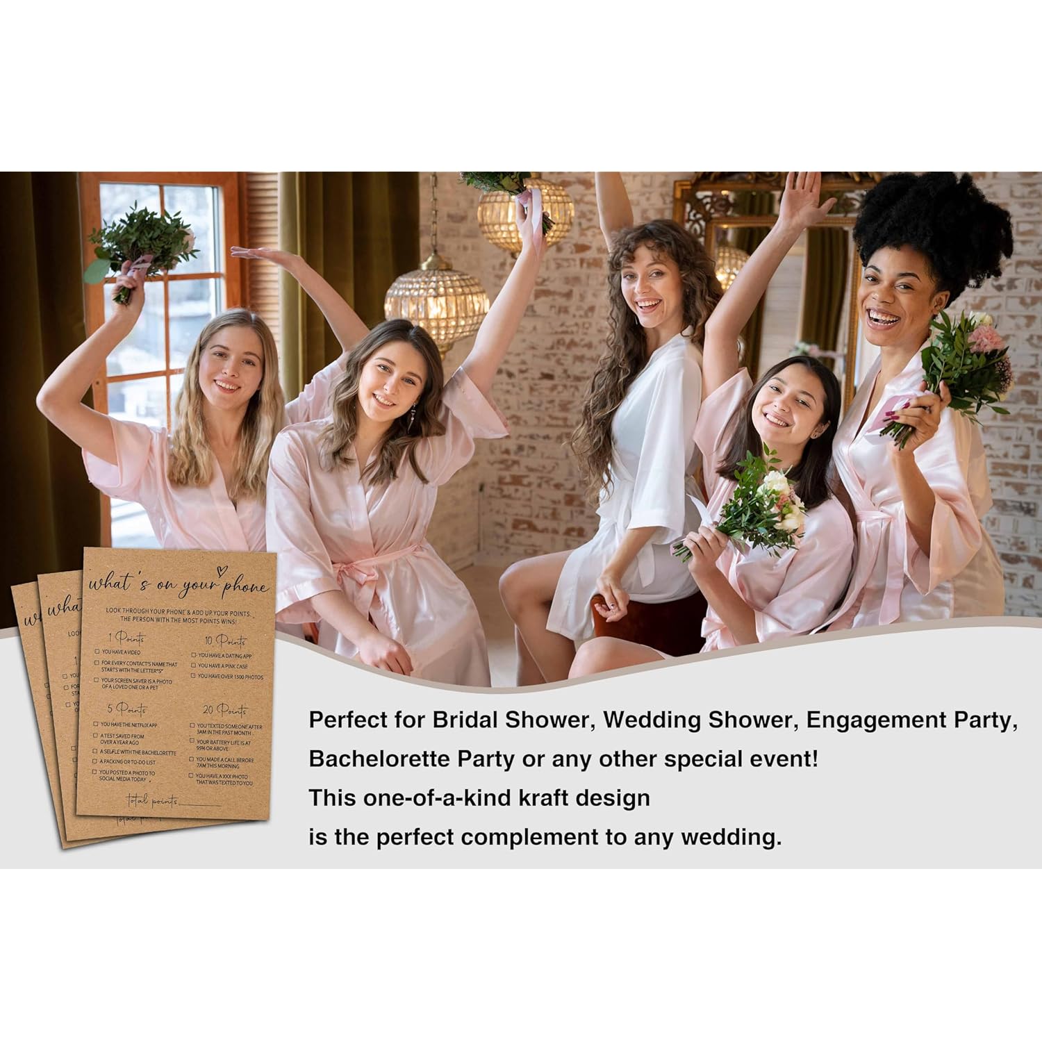 Rustic Kraft Wedding Games, Minimalist Bridal Shower Games, Engagement/Bachelorette Party Decorations, 5" X 7" Double-Sided Games Cards(25 Pack)-A01