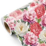 Floral Wrapping Paper Roll - Mini Roll - 17 Inch X 9.8 Feet - Red Pink Flower Wrapping Paper Perfect For Girls Women Birthday, Wedding, Bridal Shower