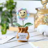 Thank You Gifts For Women – Thank You For Helping Me Grow! Crochet Sunflower Pot Handmade Knitted Appreciation Gifts For Teachers, Mentors, Coworkers, Friends, Graduation Potted Plant