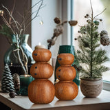 2 Pcs Snowman Christmas Decorations Wooden Christmas Table Decorations Cute Snowman Figurines Winter Tiered Tray Decor Xmas Wood Blocks For Party Office Home Shelf Indoor Decor Gifts