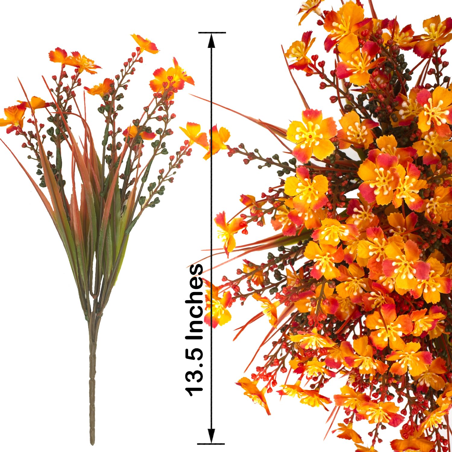 12 Bundles Artificial Fall Flowers For Outdoors Fake Plants Uv Resistant Plastic Plants Shrubs Bushes For Home Fall Front Door Porch Garden Autumn Decor (Fall Red)