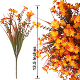 12 Bundles Artificial Fall Flowers For Outdoors Fake Plants Uv Resistant Plastic Plants Shrubs Bushes For Home Fall Front Door Porch Garden Autumn Decor (Fall Red)
