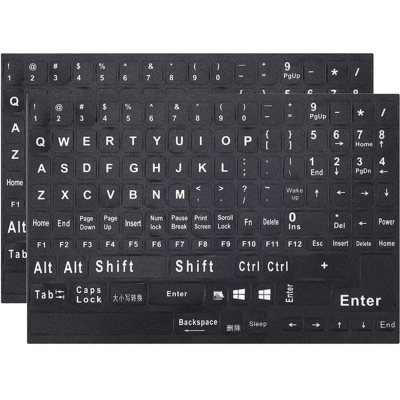 2 Pack English Keyboard Stickers Big Letter Full Set (120 Pcs), Universal Pc C