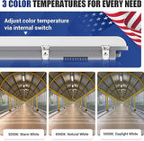 4 Pack 8FT LED Vapor Tight Lights 18000LM IP66 Waterproof CCT Selectable Shop Fixtures for Warehouse Car Wash