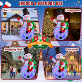 14Ft Giant Christmas Inflatables Snowman Holding Garland Built-In Rotating Led Lights, Xmas Blow Up Inflatable Snowman O
